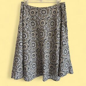 Caslon Boho Indie Mandala Print Cotton A-Line Skirt‎ – Black White - Size 14W